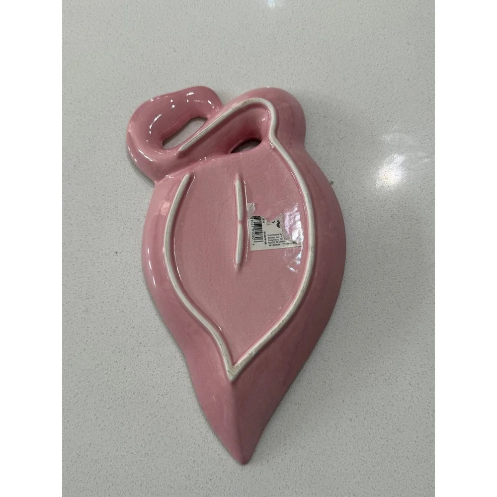 Pink Flamingo Ceramic Trinket Dish Ring Jewelry Holder Tray Glossy‎ Tropical